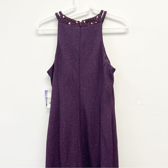 R & M Richards Nightway Glitter-Knit Gown, Size 4 Mulberry - Picture 5 of 16
